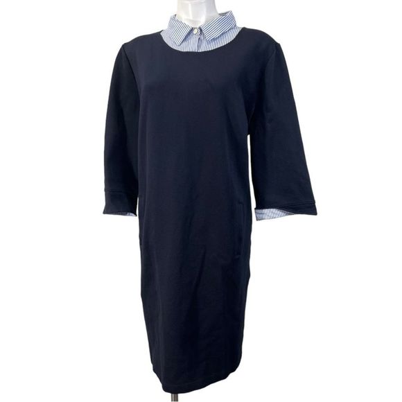 Talbots layered look shirt dress plus size 2X navy blue - Picture 2 of 5